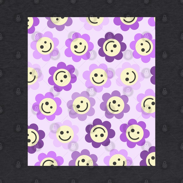 Purple Flower Happy Faces by gray-cat